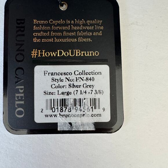 BRUNO CAPELO Hat Mens Size Large Silver Gray Straw Fedora Francesco Collection - Picture 7 of 10